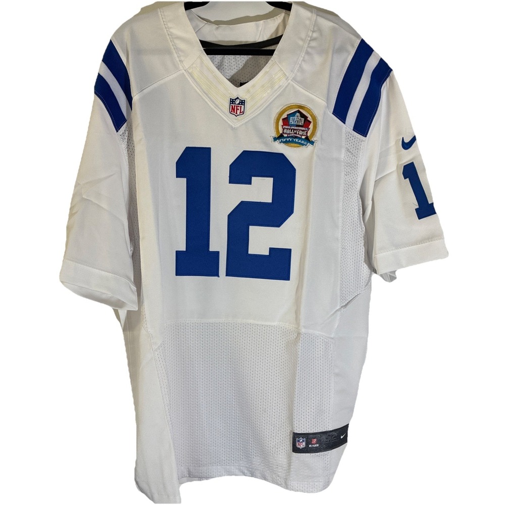 Nike On Field Andrew Luck Colts #12 Rare HOF 50th Patch Sewn Jersey 52 XL